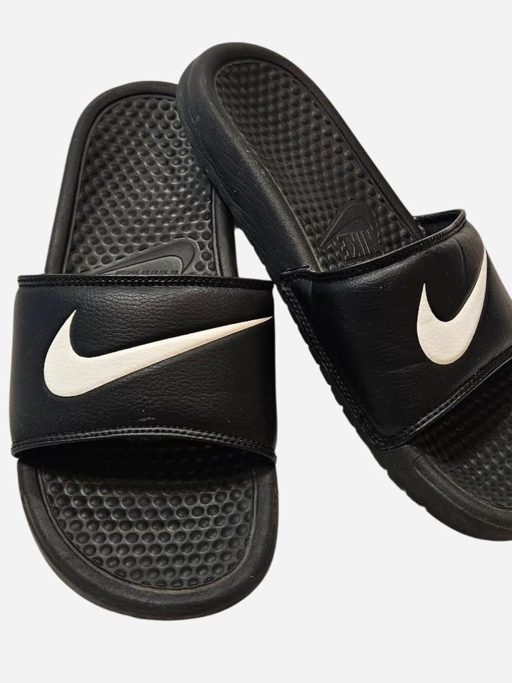 VTG 2012 Nike Benassi Swoosh JDI Slide Sandals Black/White Classic Colorway M8